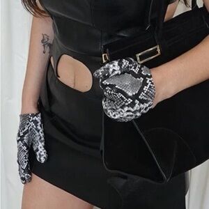 Faux snakeskin gloves
